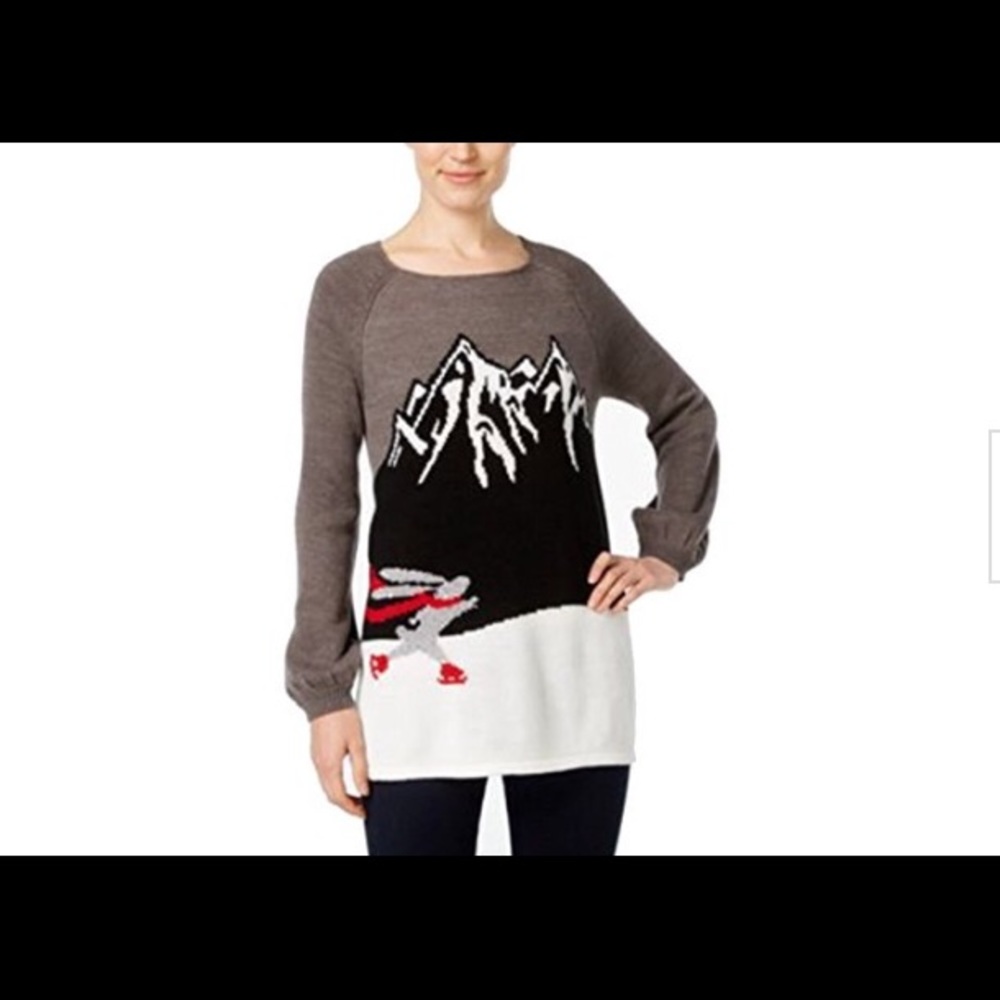 Style & Co. Women's Graphic Gray Combo Sweater